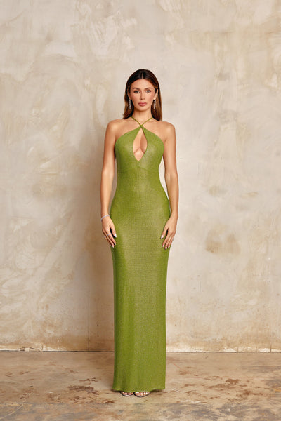 The Icon Rhinestone Gown – Green Crystal Evening Dress – midoristudios